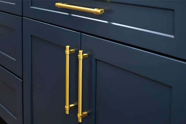 Brass handles and soft-close hinges on a Befilo unit