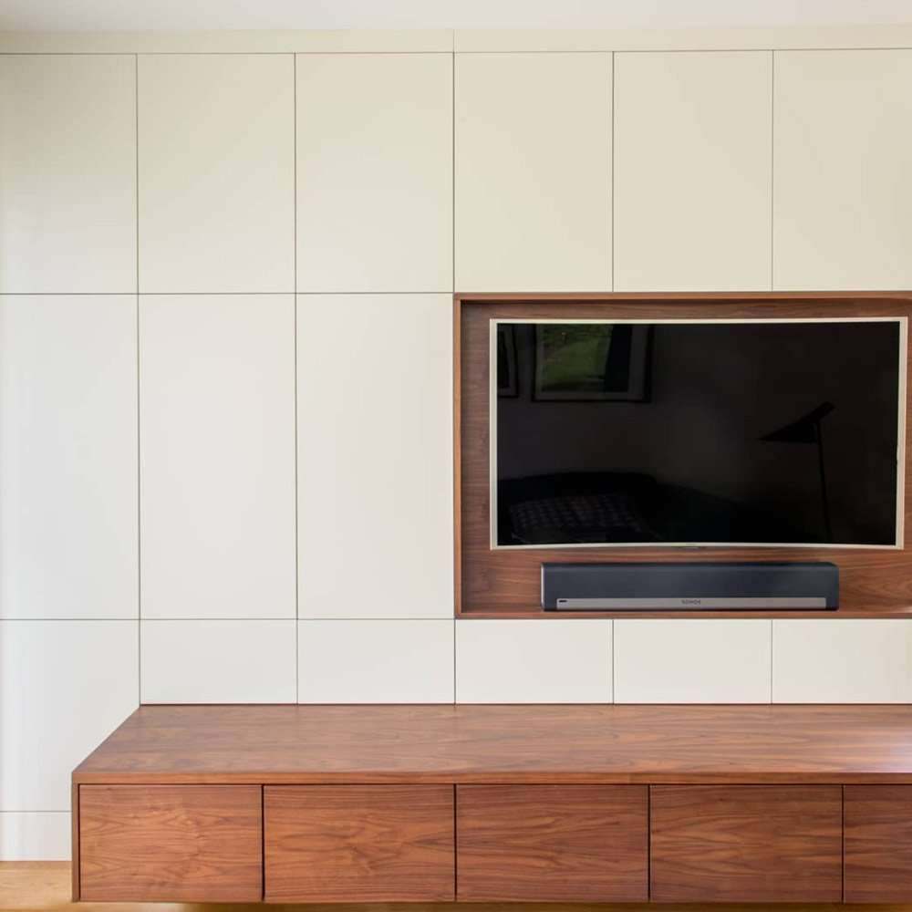 Built-in cupboard with its doors closed