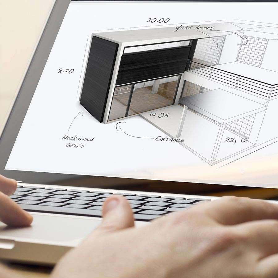 Bespoke joinery designed on a computer with 3D modelling