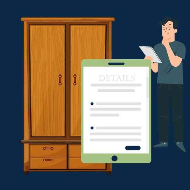 A fitted wardrobe and a joiner holding a tablet with a checklist