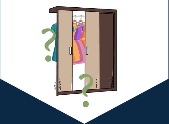 A wardrobe with question marks over its unlined interior